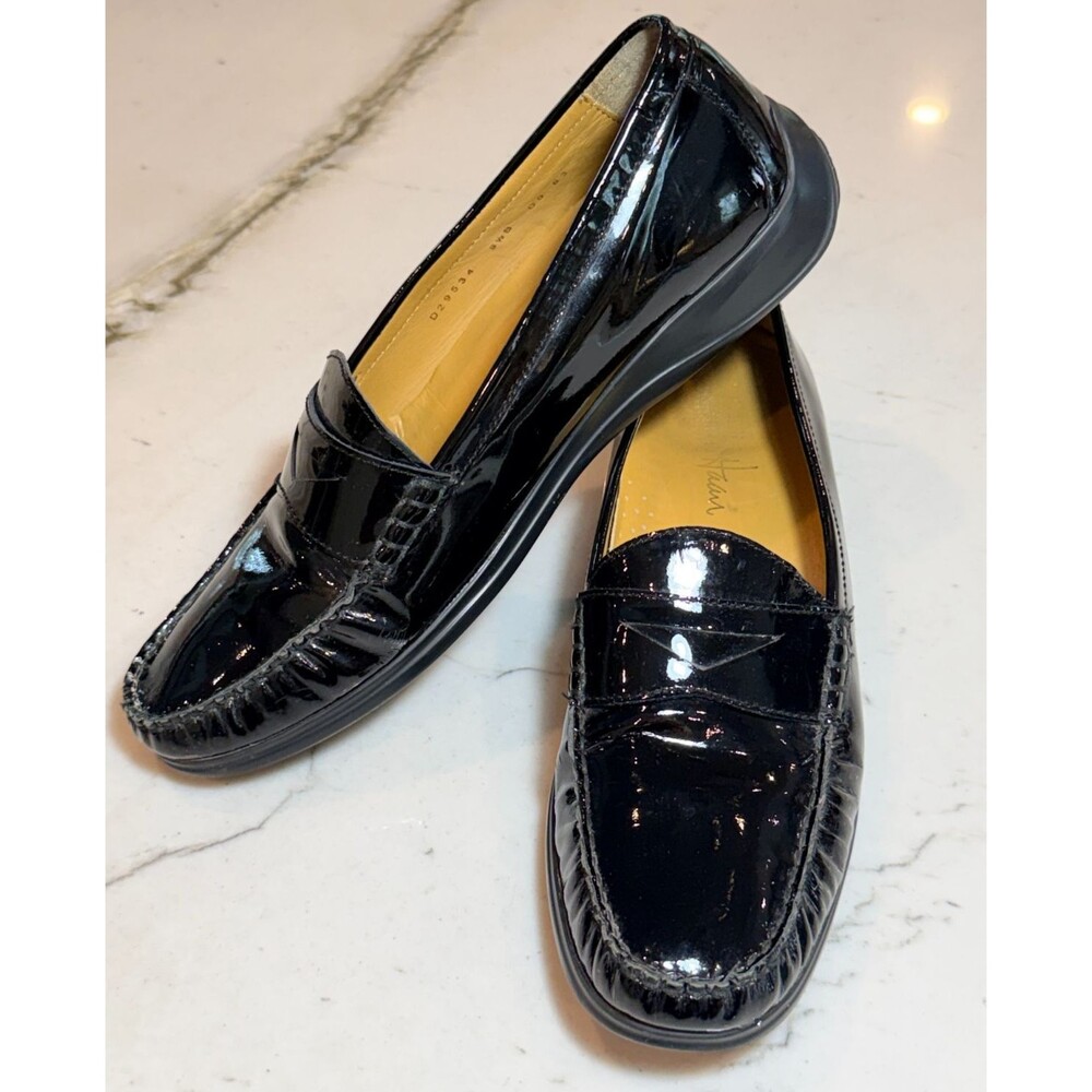 Cole Haan NikeAir Black Patent Leather Penny Loafers Moc Shoes Womens Sz 9.5 B